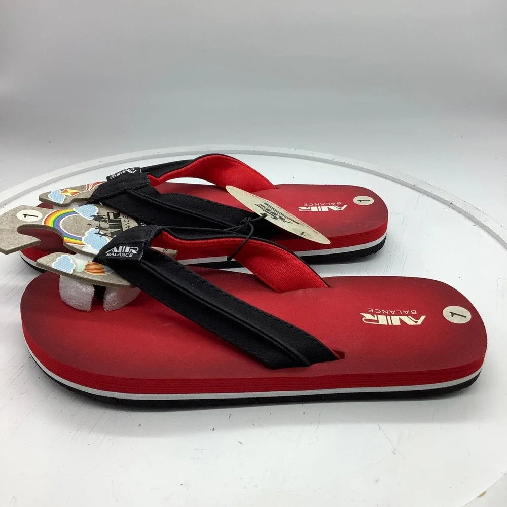 Air Balance Kids Flip Flop Sandals Red Black ABS4082Y Size 1‎ NEW